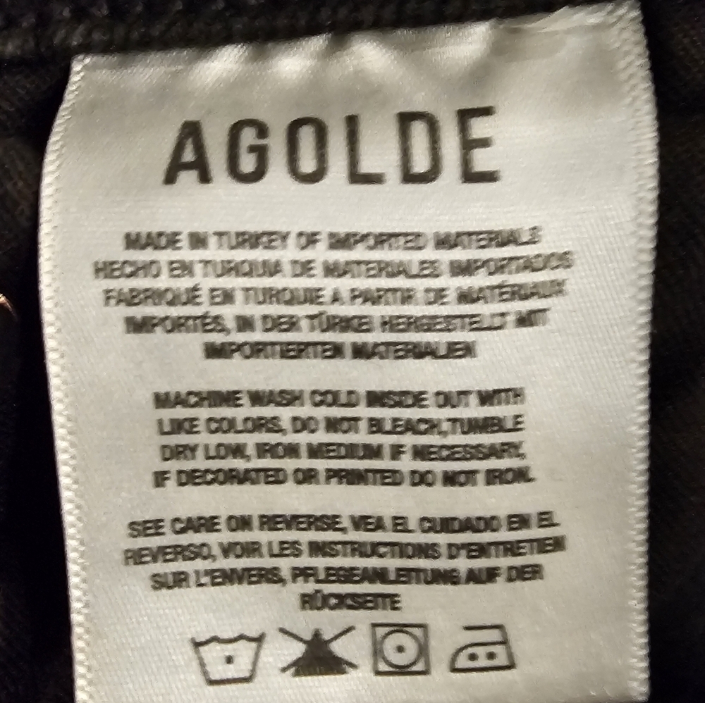 AGOLDE Los Angeles Light Black Women's Riley Straight Crop Jeans sz 25 - Picture 8 of 9
